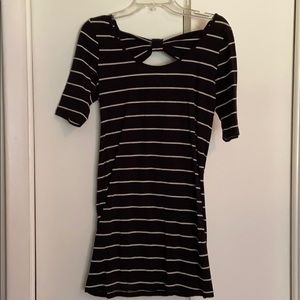 Striped Bodycon dress, bow back, Size M